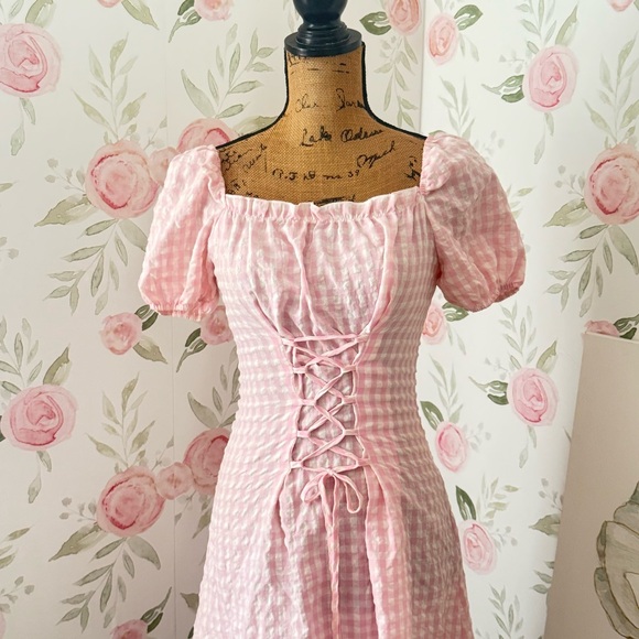 Pink Gingham Corset Mini Dress - Picture 7 of 7